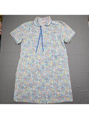 VTG Comfort Coat M Cottage Core Short Floral Collared Pajama House Dress Gown